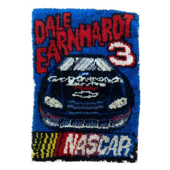Dale Earnhardt #3 NASCAR Latch Hook Rug Wall Hanging Collectibles Vintage 80s - Picture 1 of 3